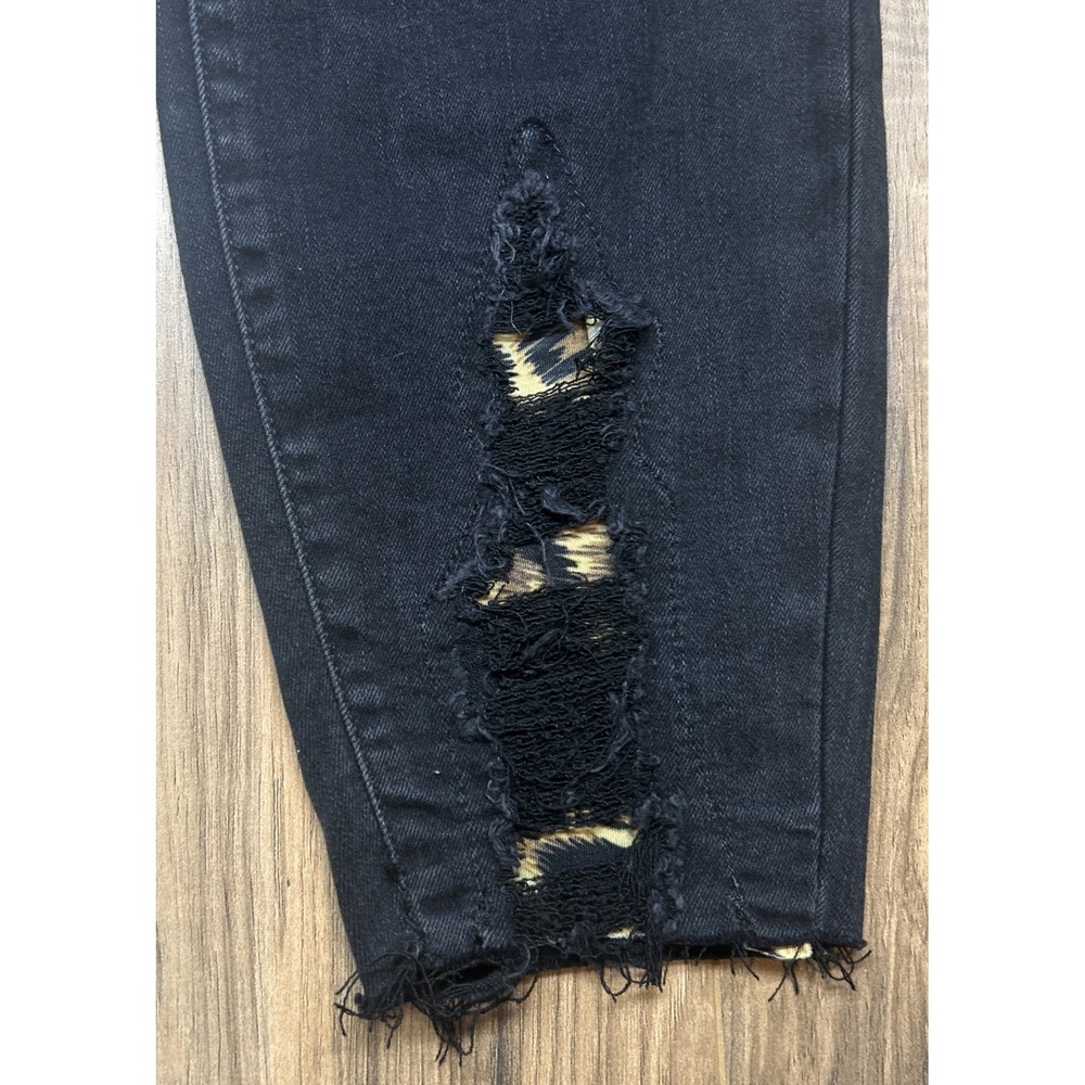 NWT Judy Blue Skinny Fit Mid‎ Rise Stretch Black Jeans Leopard Distressed Sz 14W - Picture 6 of 11